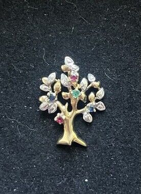 Vintage Tree Of Life 9k With gemstones Pendant